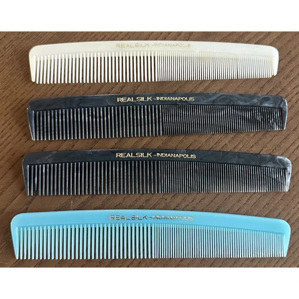 Vintage Real Silk Indianapolis Lot of 4‎ Combs Black Marble Cream Blue